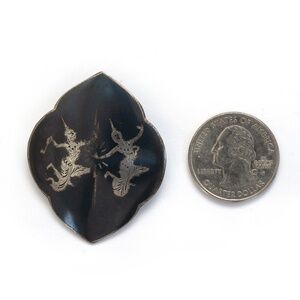 Vintage Pin Brooch Siamese Dancers Sterling Silver, Black Enamel AMFARCO